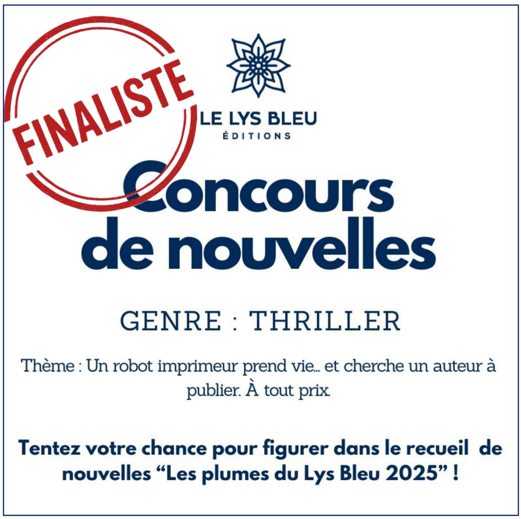 Finaliste du Concours de nouvelles avec un polar noir psychologique